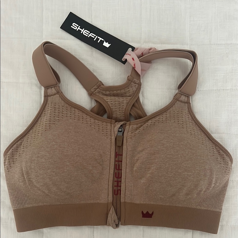 SHEFIT Tan Sports Bra Seamless Wireless Comfort free pair of SHEFIT socks